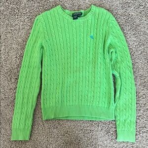 Lauren by Ralph Lauren Women's Green Cable Knit Sweater